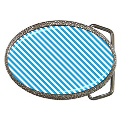 Oktoberfest Bavarian Blue And White Small Candy Cane Stripes Belt Buckles by PodArtist