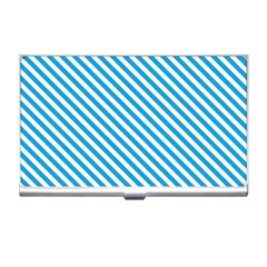 Oktoberfest Bavarian Blue And White Small Candy Cane Stripes Business Card Holder by PodArtist