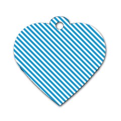 Oktoberfest Bavarian Blue And White Small Candy Cane Stripes Dog Tag Heart (one Side) by PodArtist