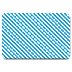 Oktoberfest Bavarian Blue And White Small Candy Cane Stripes Large Doormat  by PodArtist