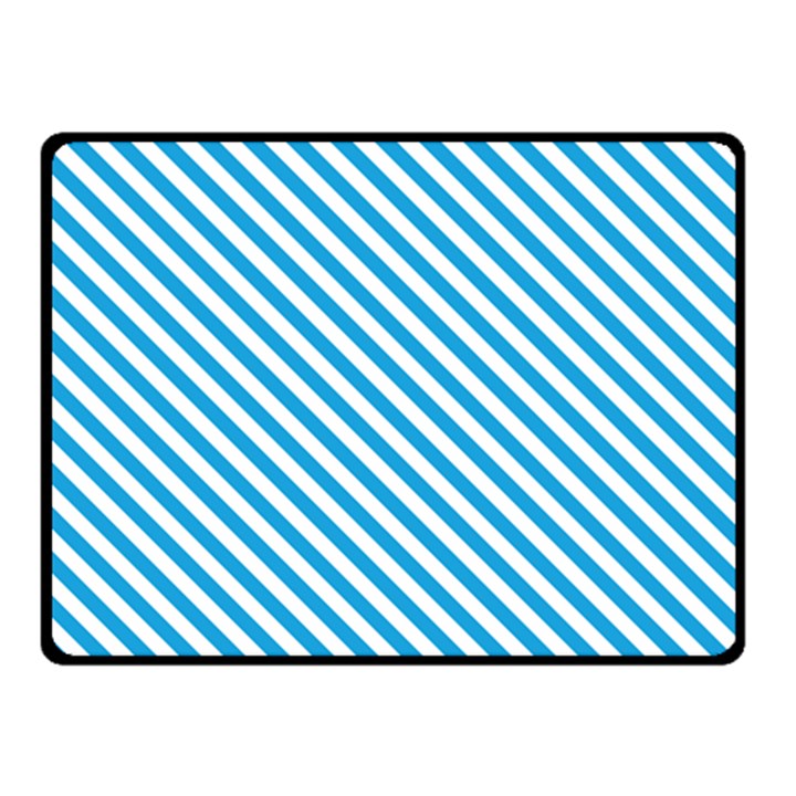 Oktoberfest Bavarian Blue and White Small Candy Cane Stripes Fleece Blanket (Small)