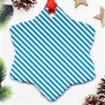 Oktoberfest Bavarian Blue and White Small Candy Cane Stripes Ornament (Snowflake) Front