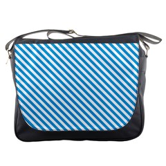 Oktoberfest Bavarian Blue And White Small Candy Cane Stripes Messenger Bag by PodArtist