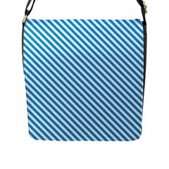 Oktoberfest Bavarian Blue And White Small Candy Cane Stripes Flap Closure Messenger Bag (l) by PodArtist