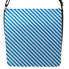 Oktoberfest Bavarian Blue And White Small Candy Cane Stripes Flap Closure Messenger Bag (s) by PodArtist