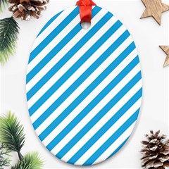 Oktoberfest Bavarian Blue And White Candy Cane Stripes Ornament (oval) by PodArtist