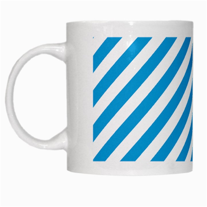 Oktoberfest Bavarian Blue and White Candy Cane Stripes White Mugs