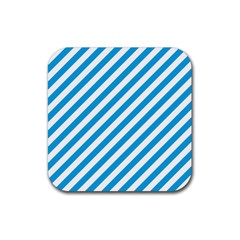 Oktoberfest Bavarian Blue And White Candy Cane Stripes Rubber Coaster (square)  by PodArtist