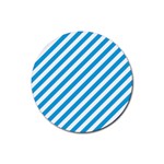 Oktoberfest Bavarian Blue and White Candy Cane Stripes Rubber Coaster (Round)  Front