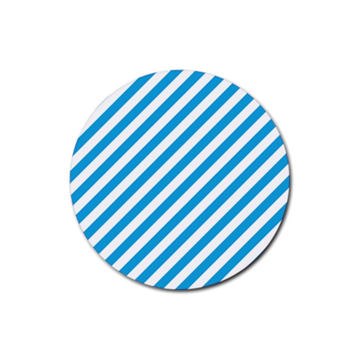 Oktoberfest Bavarian Blue and White Candy Cane Stripes Rubber Coaster (Round) 