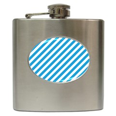 Oktoberfest Bavarian Blue And White Candy Cane Stripes Hip Flask (6 Oz) by PodArtist