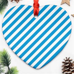 Oktoberfest Bavarian Blue And White Candy Cane Stripes Heart Ornament (two Sides) by PodArtist