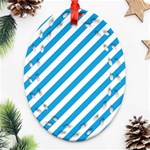 Oktoberfest Bavarian Blue and White Candy Cane Stripes Oval Filigree Ornament (Two Sides) Front