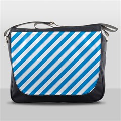 Oktoberfest Bavarian Blue And White Candy Cane Stripes Messenger Bag by PodArtist