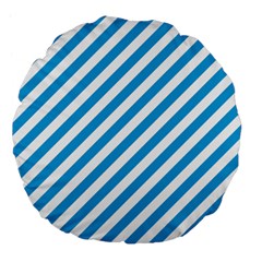 Oktoberfest Bavarian Blue And White Candy Cane Stripes Large 18  Premium Flano Round Cushions by PodArtist