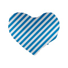 Oktoberfest Bavarian Blue And White Candy Cane Stripes Standard 16  Premium Flano Heart Shape Cushions by PodArtist