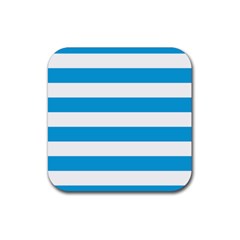 Oktoberfest Bavarian Blue And White Large Cabana Stripes Rubber Coaster (square)  by PodArtist