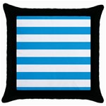 Oktoberfest Bavarian Blue and White Large Cabana Stripes Throw Pillow Case (Black) Front