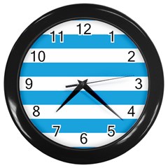 Oktoberfest Bavarian Blue And White Large Cabana Stripes Wall Clock (black) by PodArtist