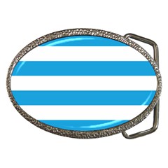 Oktoberfest Bavarian Blue And White Large Cabana Stripes Belt Buckles by PodArtist