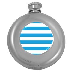 Oktoberfest Bavarian Blue And White Large Cabana Stripes Round Hip Flask (5 Oz) by PodArtist