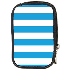 Oktoberfest Bavarian Blue And White Large Cabana Stripes Compact Camera Leather Case by PodArtist