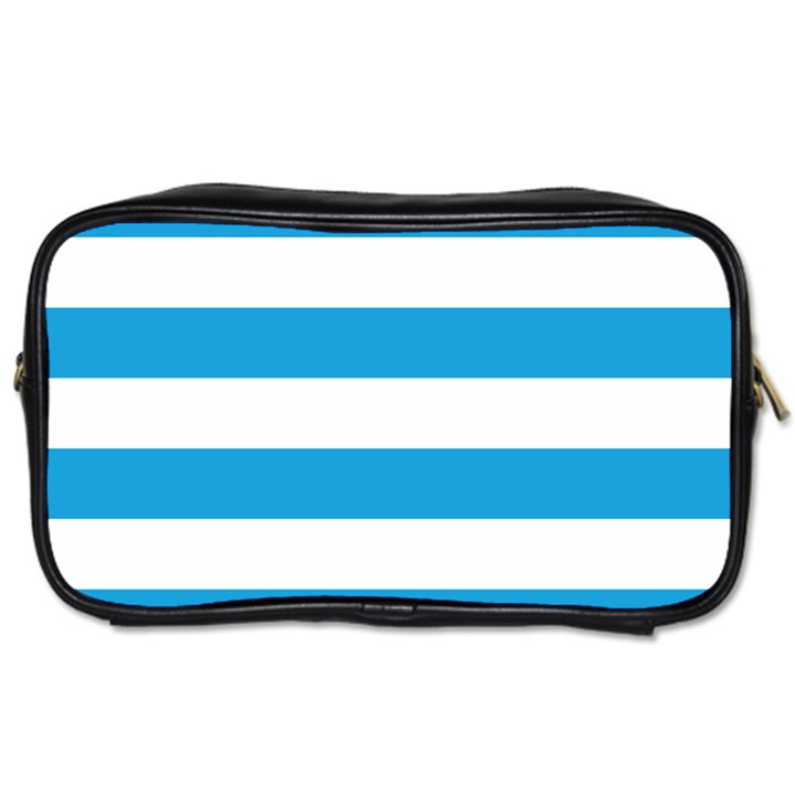 Oktoberfest Bavarian Blue and White Large Cabana Stripes Toiletries Bag (Two Sides)