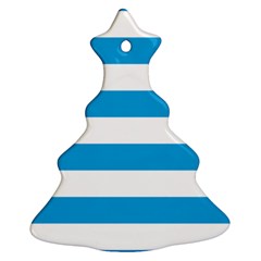 Oktoberfest Bavarian Blue And White Large Cabana Stripes Christmas Tree Ornament (two Sides) by PodArtist