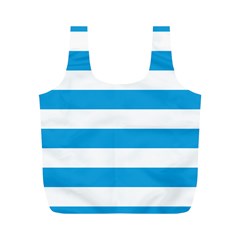 Oktoberfest Bavarian Blue And White Large Cabana Stripes Full Print Recycle Bag (m) by PodArtist