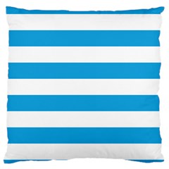 Oktoberfest Bavarian Blue And White Large Cabana Stripes Standard Flano Cushion Case (one Side) by PodArtist