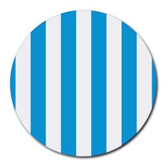 Oktoberfest Bavarian Blue And White Large Cabana Stripes Round Mousepads by PodArtist