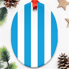 Oktoberfest Bavarian Blue And White Large Cabana Stripes Ornament (oval) by PodArtist