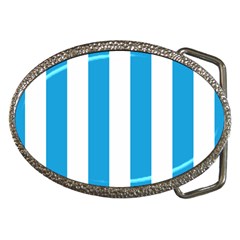 Oktoberfest Bavarian Blue And White Large Cabana Stripes Belt Buckles by PodArtist