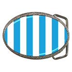 Oktoberfest Bavarian Blue and White Large Cabana Stripes Belt Buckles Front