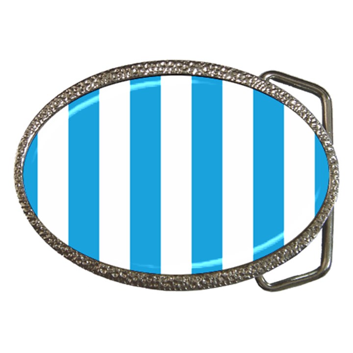 Oktoberfest Bavarian Blue and White Large Cabana Stripes Belt Buckles