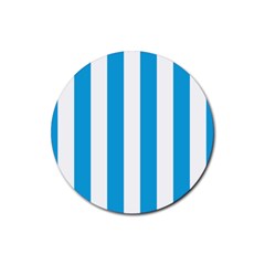 Oktoberfest Bavarian Blue And White Large Cabana Stripes Rubber Coaster (round)  by PodArtist