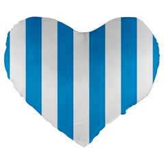 Oktoberfest Bavarian Blue And White Large Cabana Stripes Large 19  Premium Heart Shape Cushions by PodArtist