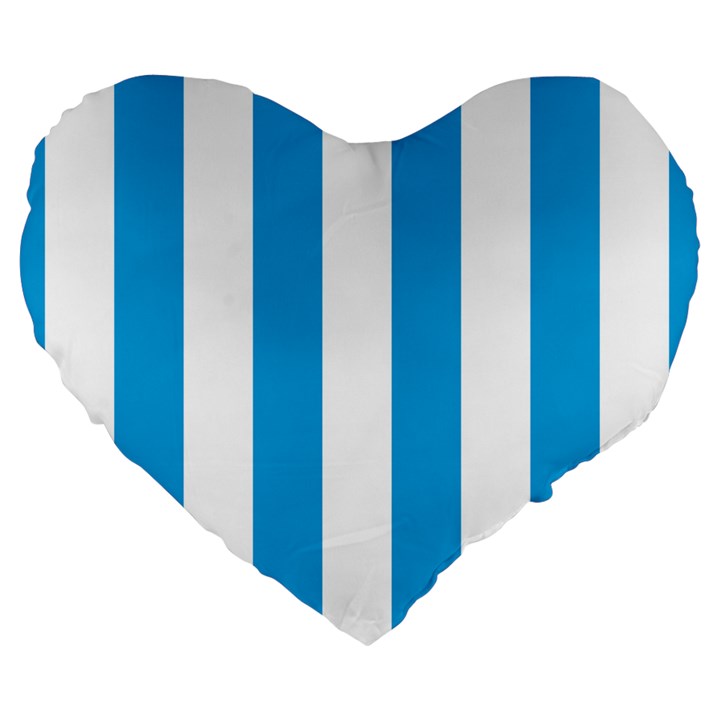 Oktoberfest Bavarian Blue and White Large Cabana Stripes Large 19  Premium Heart Shape Cushions