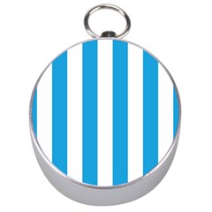 Oktoberfest Bavarian Blue And White Large Cabana Stripes Silver Compasses by PodArtist