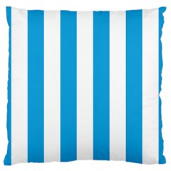 Oktoberfest Bavarian Blue And White Large Cabana Stripes Large Flano Cushion Case (two Sides) by PodArtist