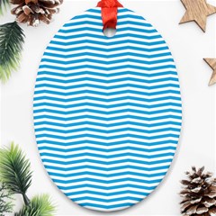 Oktoberfest Bavarian Blue And White Chevron Stripes Ornament (oval) by PodArtist