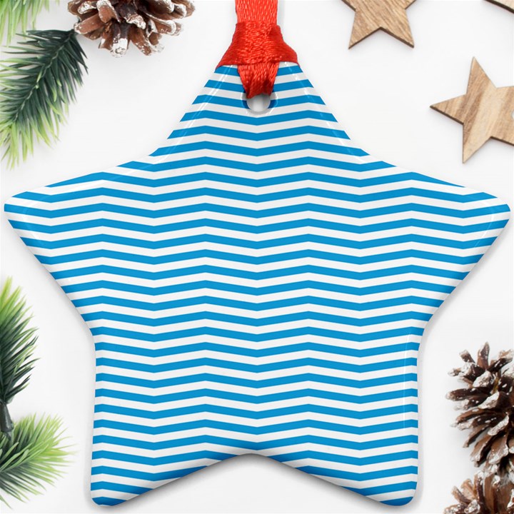 Oktoberfest Bavarian Blue and White Chevron Stripes Ornament (Star)