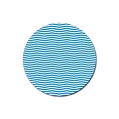 Oktoberfest Bavarian Blue And White Chevron Stripes Rubber Coaster (round)  by PodArtist