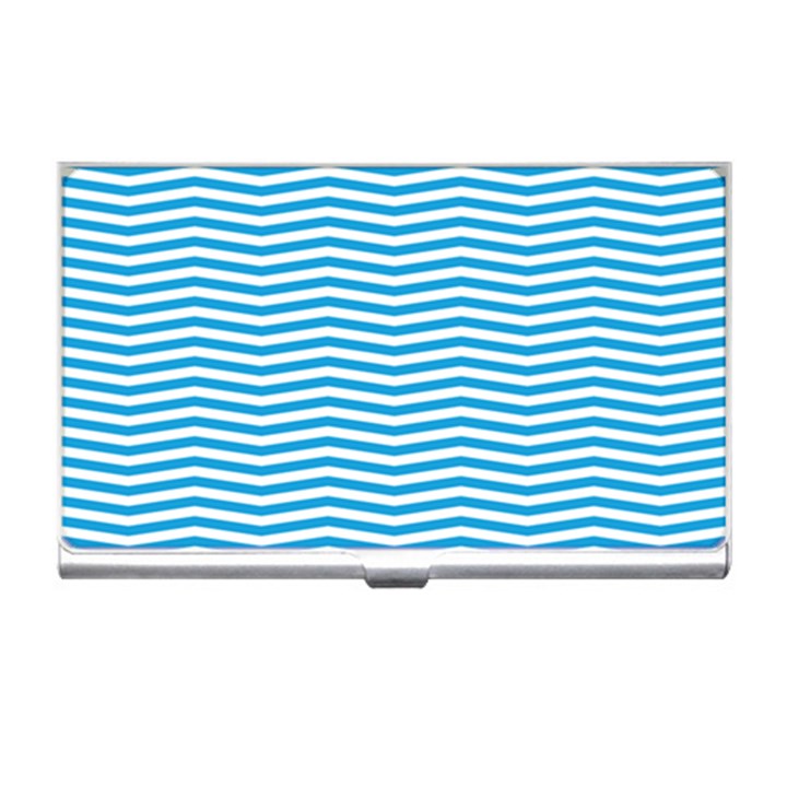 Oktoberfest Bavarian Blue and White Chevron Stripes Business Card Holder