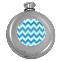 Oktoberfest Bavarian Blue And White Chevron Stripes Round Hip Flask (5 Oz) by PodArtist