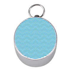 Oktoberfest Bavarian Blue And White Chevron Stripes Mini Silver Compasses by PodArtist