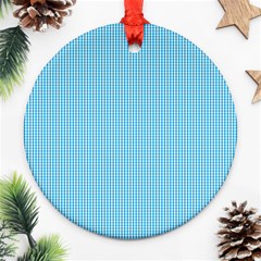 Oktoberfest Bavarian Blue And White Small Gingham Check Ornament (round) by PodArtist