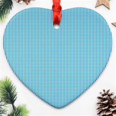 Oktoberfest Bavarian Blue And White Small Gingham Check Ornament (heart) by PodArtist