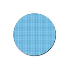 Oktoberfest Bavarian Blue And White Small Gingham Check Rubber Coaster (round)  by PodArtist