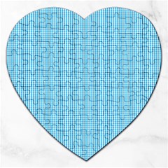 Oktoberfest Bavarian Blue And White Small Gingham Check Jigsaw Puzzle (heart) by PodArtist